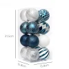 16PCS Blue Silver White Shimmers 8CM Christmas Hanging Decor Balls