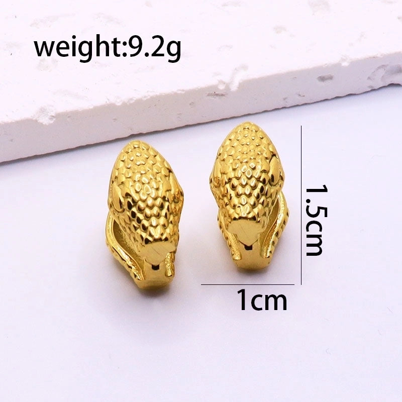1 Pair Elegant IG Style Water Droplets Snake Inlay 304 Stainless Steel Crystal 18K Gold Plated Ear Studs