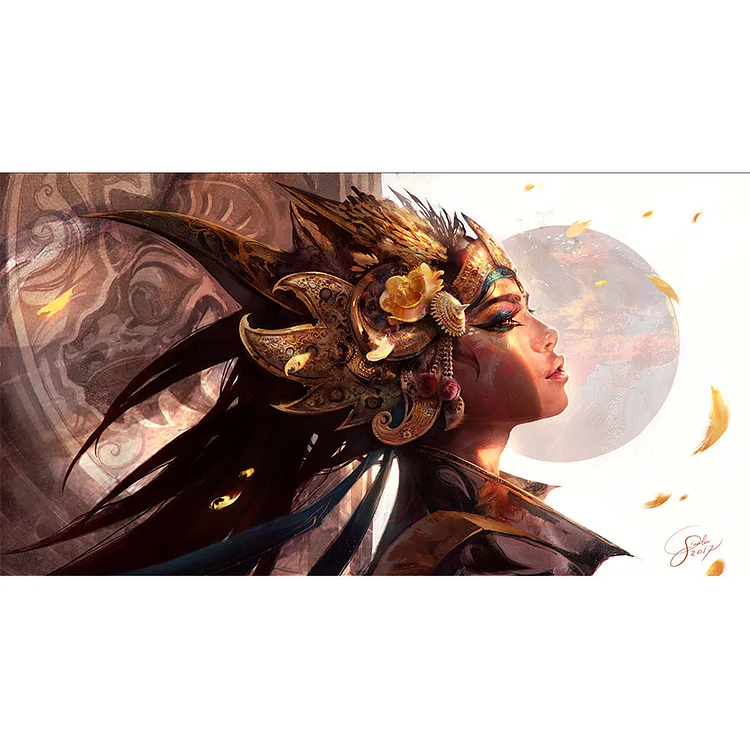 Woman With Crown 30*50CM(Canvas) Full Round Drill Diamond Painting gbfke