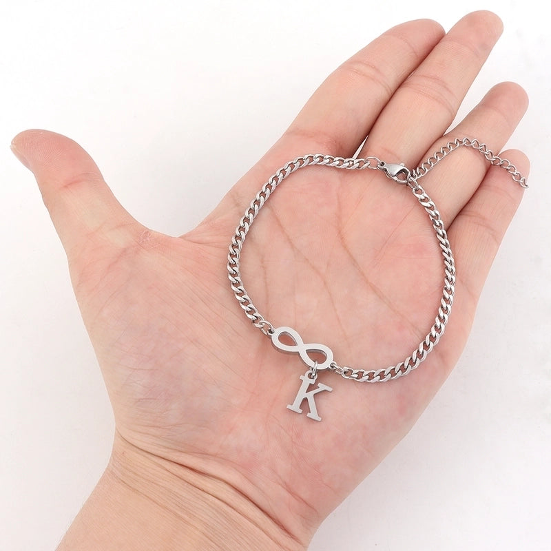 Casual Minimalist Classic Style Letter Infinity 201 Stainless Steel 304 Stainless Steel Cuban Link Chain Curb Chain Bracelets In Bulk