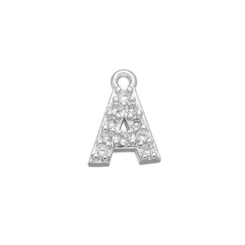 1 Piece 925 Sterling Silver Zircon 22K Gold Plated Rhodium Plated Letter Pendant Charms