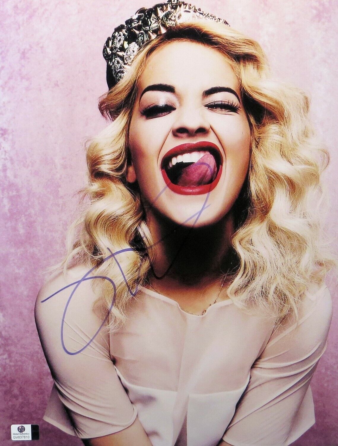 Rita Ora Signed Autographed 11X14 Photo Poster painting Gorgeous Sexy Tongue Out GV837810