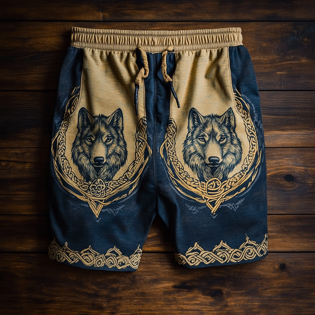 Men's Viking Nordic Wolf Vintage Sport Shorts / Rvogue / Rvogue