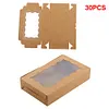 30 Pack Kraft Bakery Box with Clear Window Cookie Box Pastry Box for Gift Giving