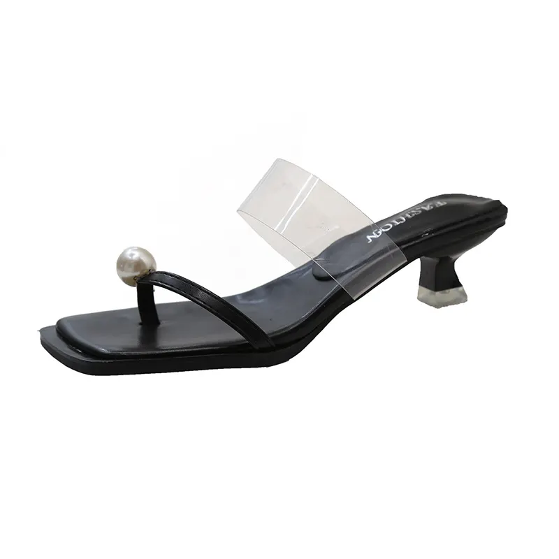 Breakj Breakj Low-Heeled Temperament Jacket Cool Slippers Fairy Shoes Wear 2025 New Summer Flat-Bottomed Pearl Sandals