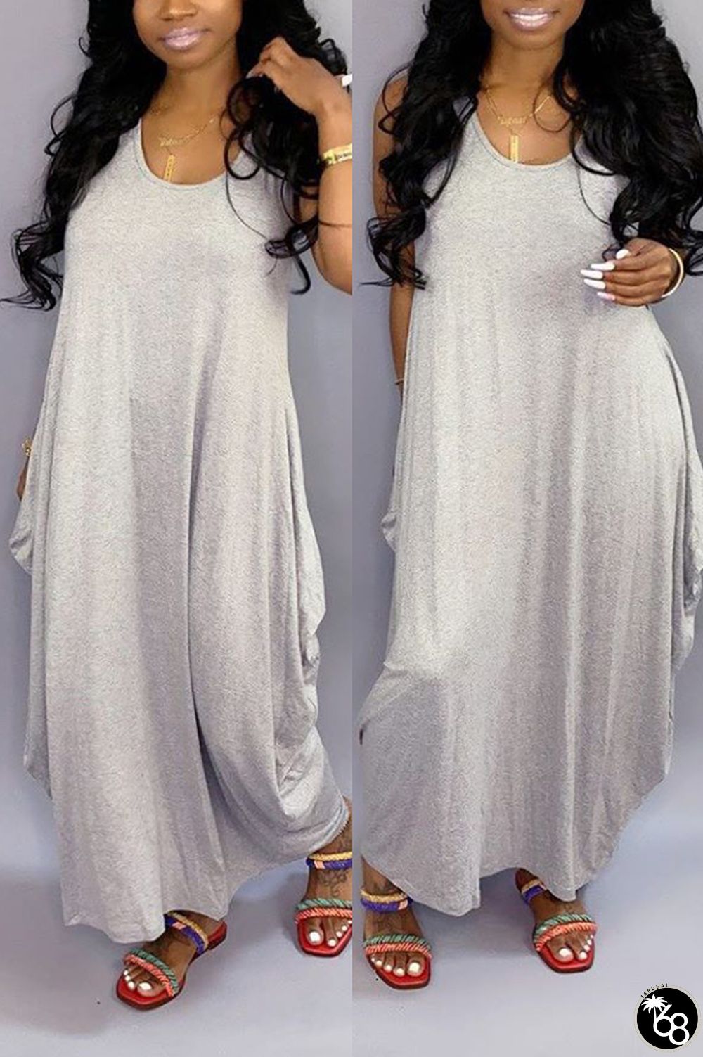 Grey Fashion Casual Sleeveless Irregular Dress | 168DEAL