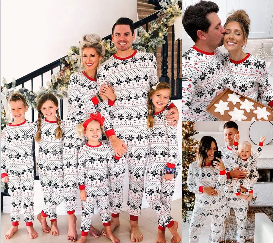Christmas elements striped family pajamas