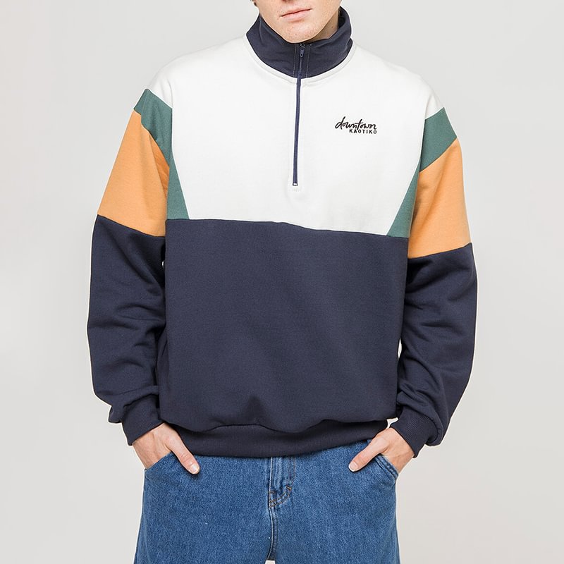 Men's Modern Casual Contrast Color Long Sleeve Sweatshirt-barclient