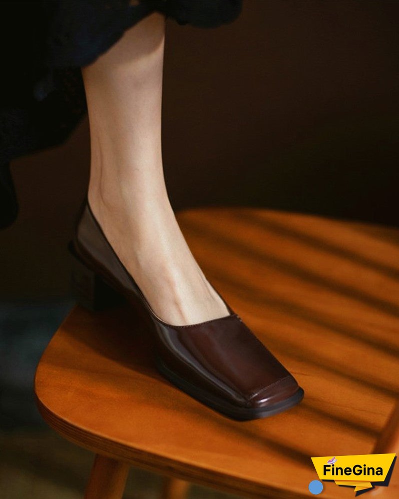 Square Toe Casual Slide Chunky Heels