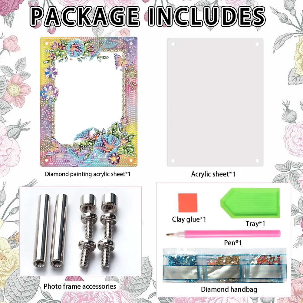 5D DIY Flower Yellow Floral Special Shape Diamond Painting Photo Frame Home Decor