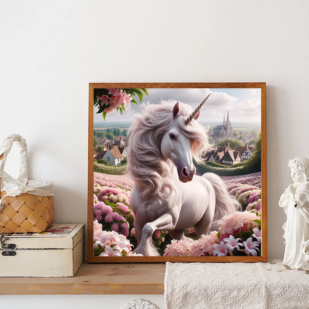 Full Round Diamond Painting 30*30cm - Garden Unicorn