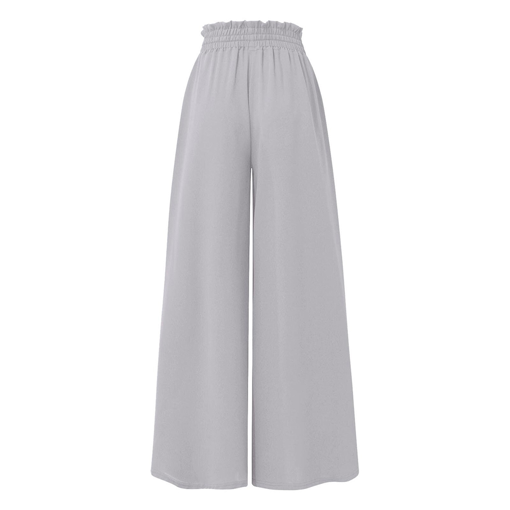 Light Gray Elastic Waistband Wide Leg Long Culottes