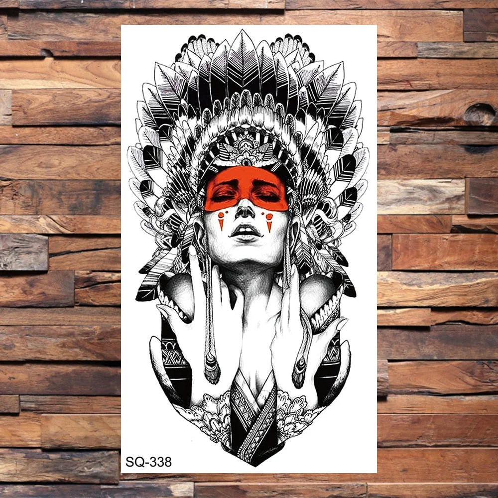 Skull Temporary Tattoos For Adults Men Realistic Tiger Lion Forest Praying Tatoos Vampire Snake Fake Tattoo Sticker Body Leg