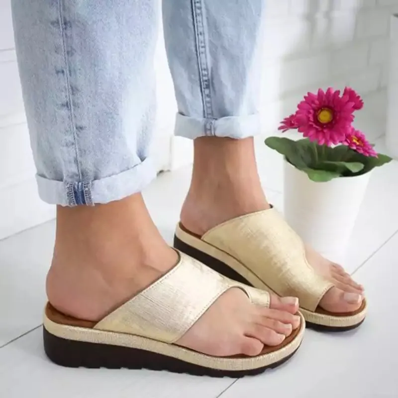 Qengg New Women Sandals All-match Fashion Comfy Platform Flat Shoes Soft Sole Casual Orthopedic Bunion Corrector Slippers Zapatos Nina