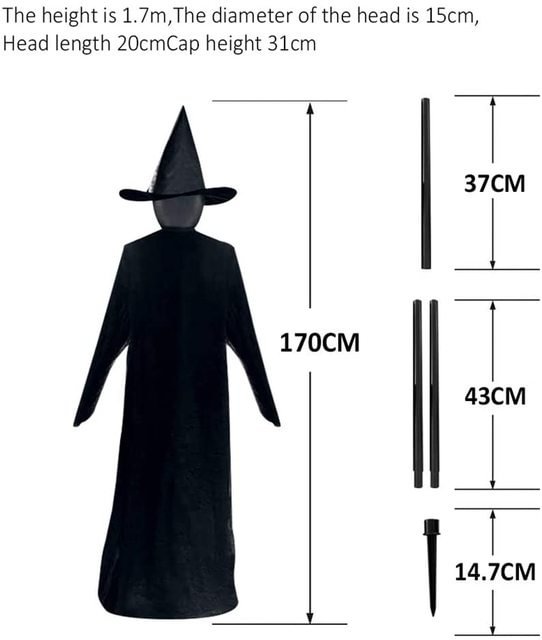 Light-Up Witches with Stakes Halloween Decorations Outdoor Holding Hands Screaming Witches Sound Activated Sensor Decor