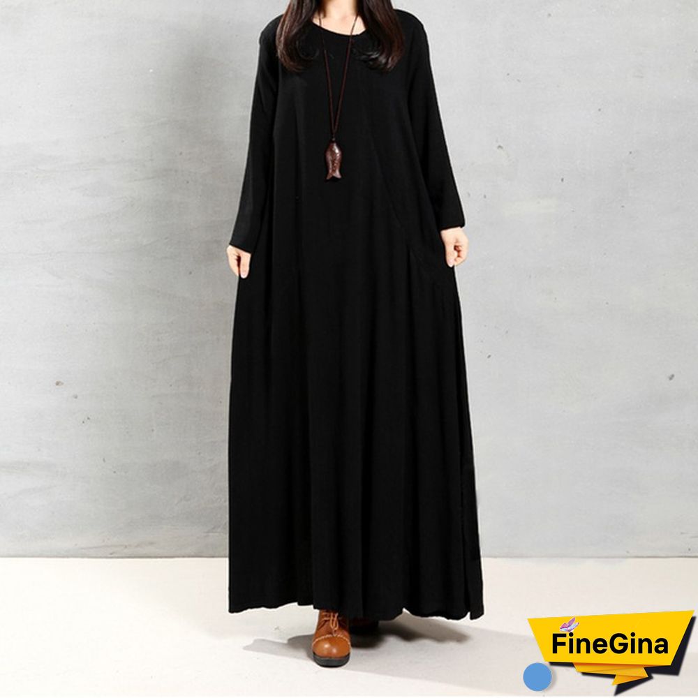 Zanzea Women Autumn Winter Kaftan Caftan Abaya Flare Plus Size Maxi Dress Maxi Dress