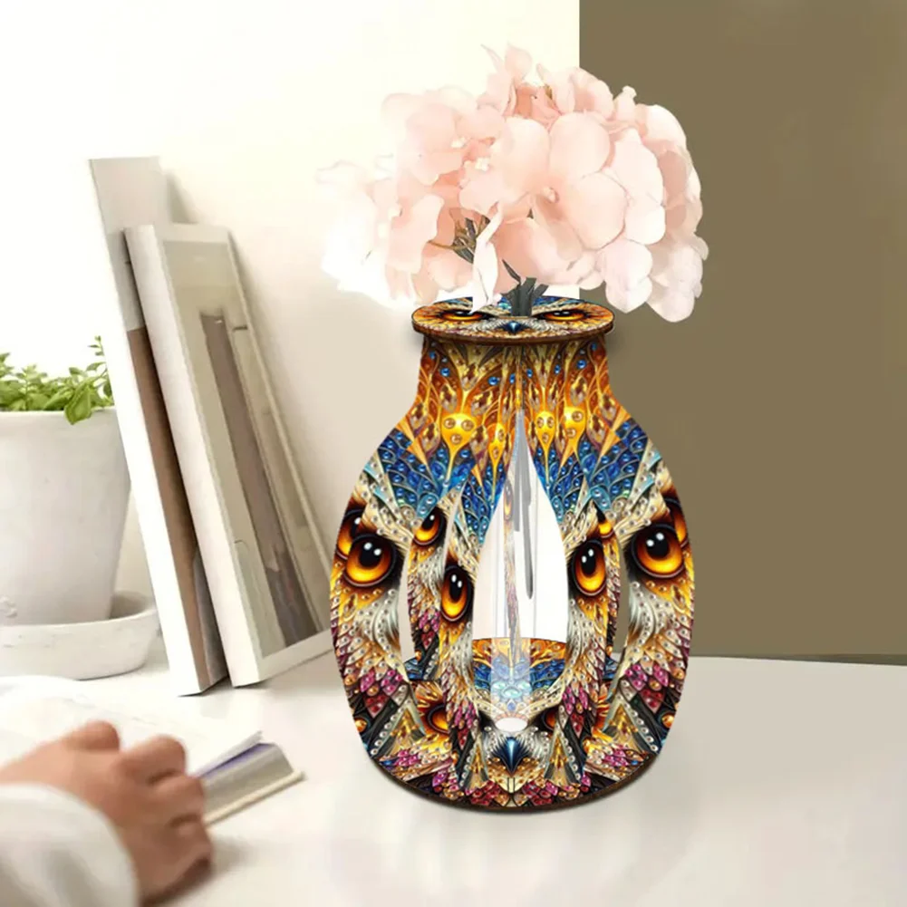 Owl Diamond Painting Flower Vase Desktop Diamond Art Kits for Home Decor