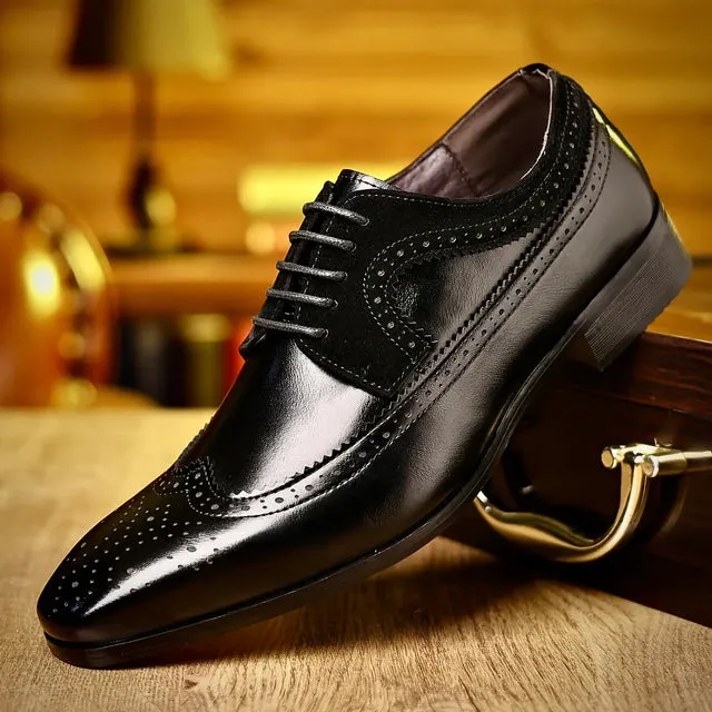 Men&rsquo;s Leather Dress Shoes &ndash; Premium Black Formal Footwear, Elegant Design