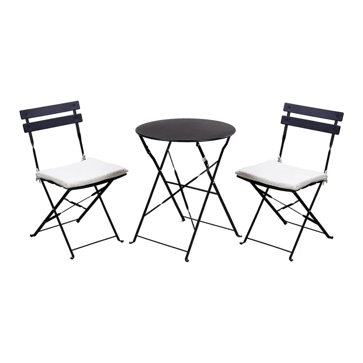 GRAND PATIO Premium Steel Patio Bistro Set with Cushion 3 Piece Patio Set of Foldable Patio Table and Chairs