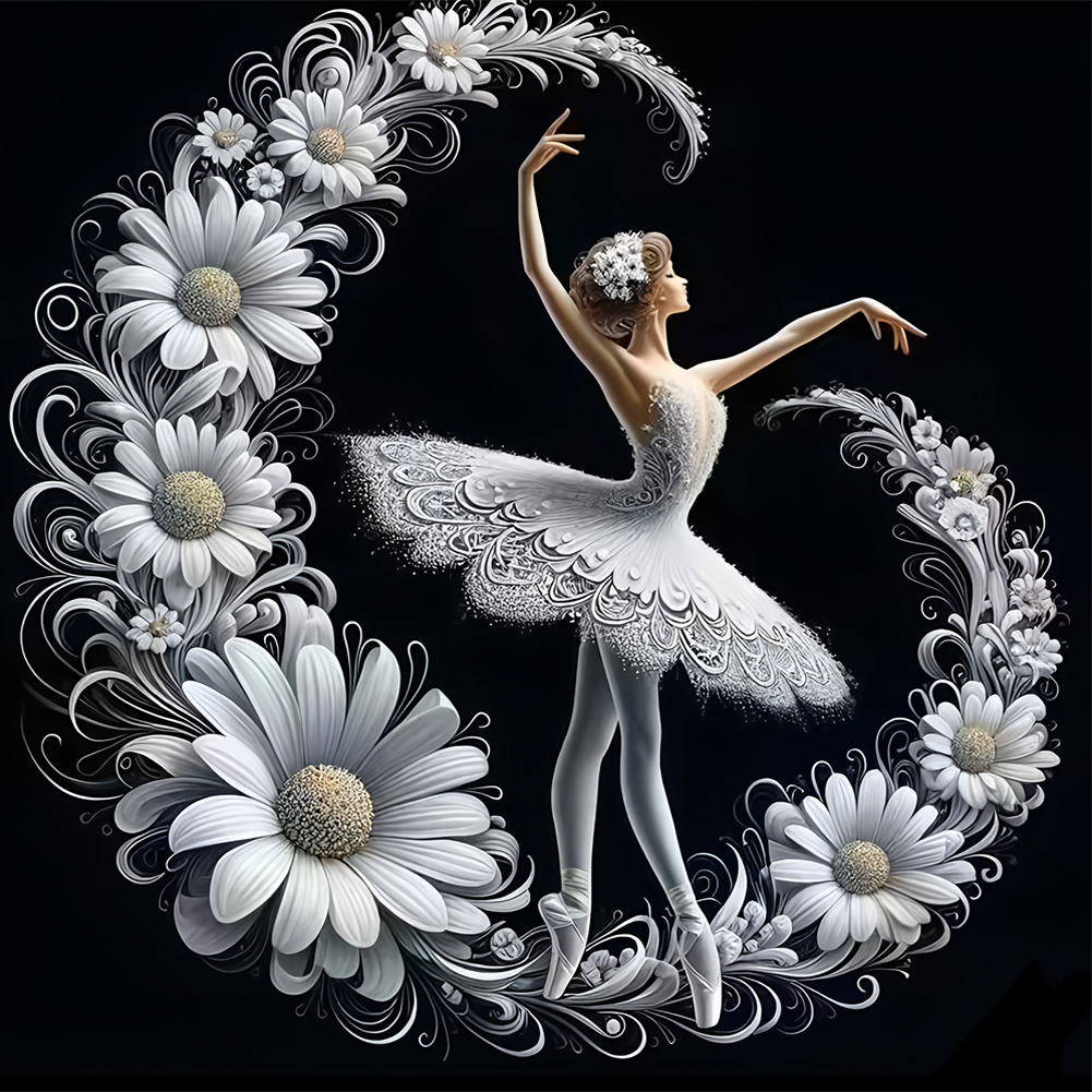 Daisy Flower Ballerina 40*40cm(canvas) full round drill diamond painting