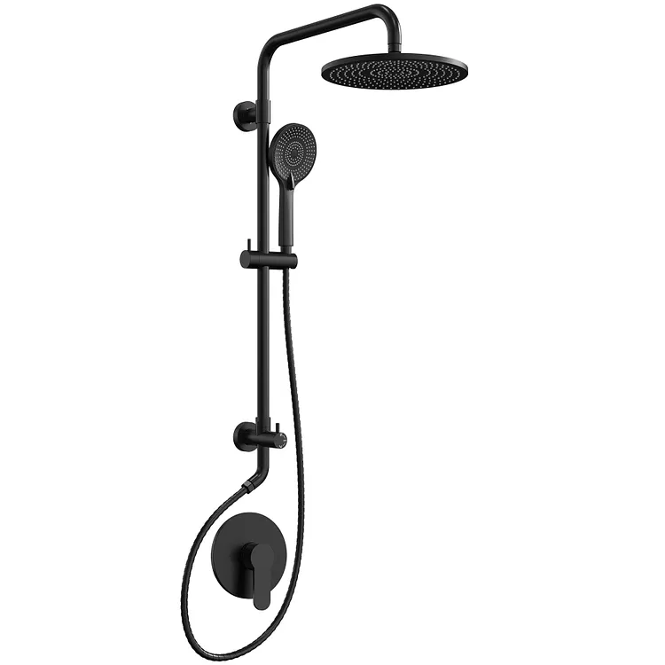 EVERSTEIN 10" Rainfall Shower System with Handheld & Slide Bar in Matte Black