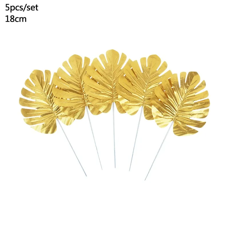 Summer Tropical Artificial Palm Leaves for Wedding Hawaiian Luau Jungle Birthday Party Home Decoration Fake Plant Turtle Leaf