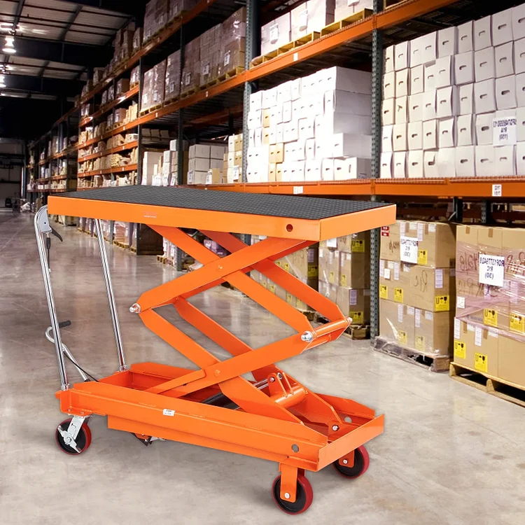 BENTISM Hydraulic Lift Table Cart 1760 lbs Manual Double Scissor Lift Table 59"