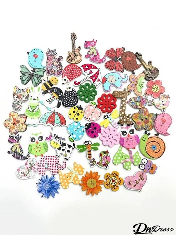 Colorful Cartoon Animal Pattern Buttons