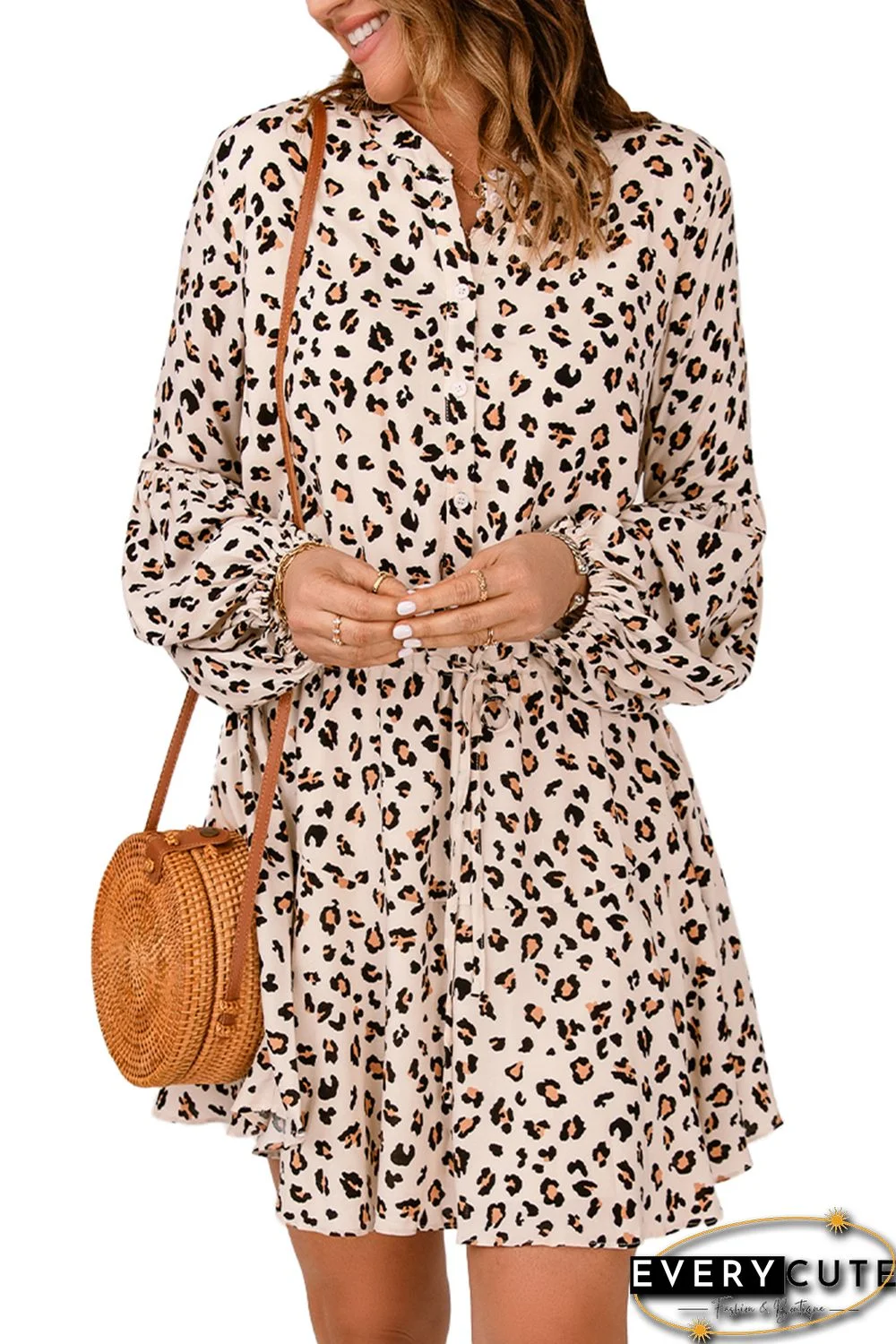 Leopard Print Shirt Mini Dress