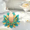 Peinture en diamant en 5D DIY d&eacute;coration de bureau en acrylique, bougeoirs fleurs, brise-lumi&egrave;re, d&eacute;coration de bureau artisanale pour adultes d&eacute;butants (lotus bleu et jaune)