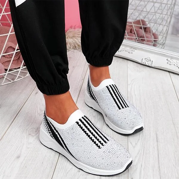 Shoeschics Women Fashion Fly-Woven Fabric Sneakers