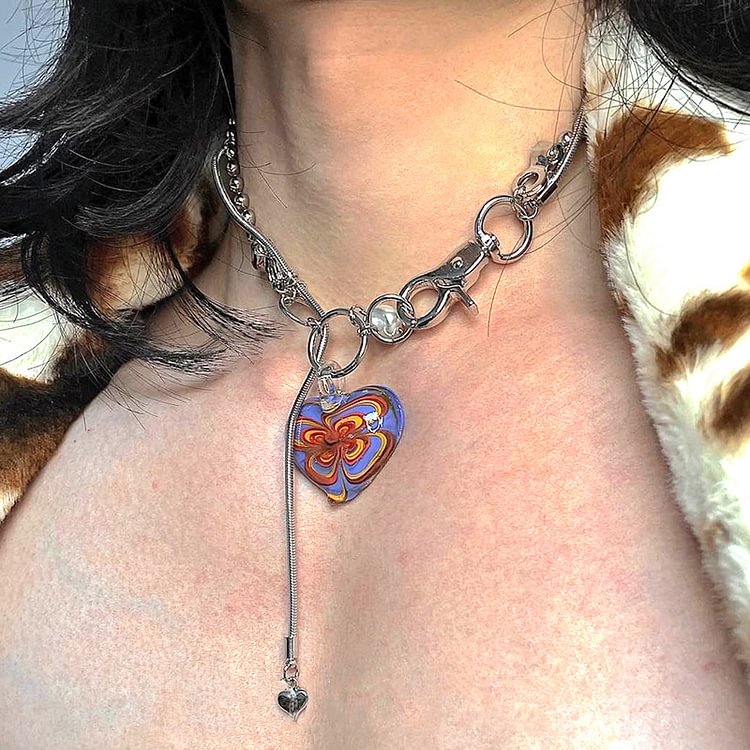 Vintage Glazed Love Pearl Double Layer Alloy Necklace KERENTILA
