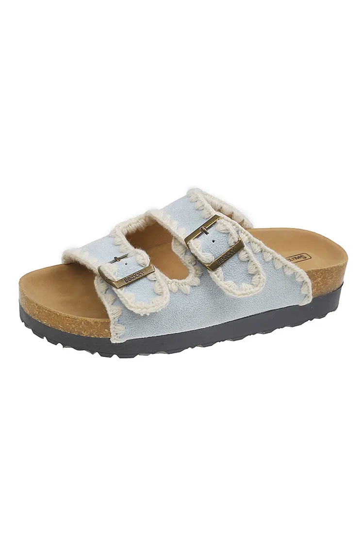 Candy Color Embroidery Platform Sandals