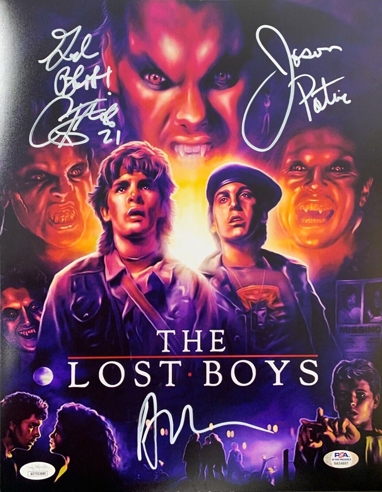 The Lost Boys Cast Autograph Inscribed 11x14 Photo Poster painting Feldman Patric Signed JSA COA