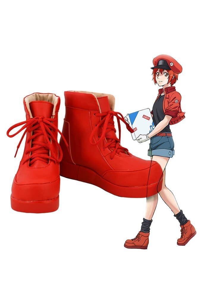 Cells At Work Hataraku Saibo Erythrocite Red Blood Cell Cosplay Shoes Boots