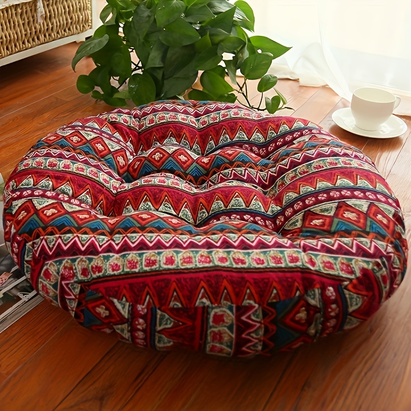 1pc Plush Thickened Round Cushion - Soft Cotton and Linen Blend Futon for Bay Window, Floor Pillow, and Tatami Yoga Mat Meditation - Perfect for Living Room, Bedroom, and Home Decor