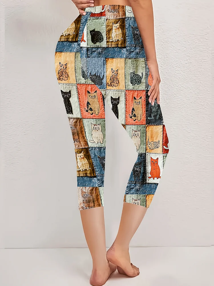 【Imitation Denim】Summer Solstice Imitation Faux Denim Animal Print Legging