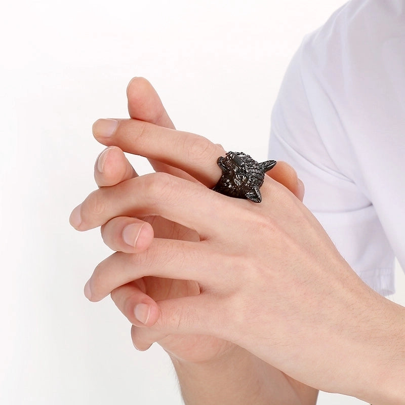 Jewelry Vintage Style Wolf 304 Stainless Steel 18K Gold Plated Rings