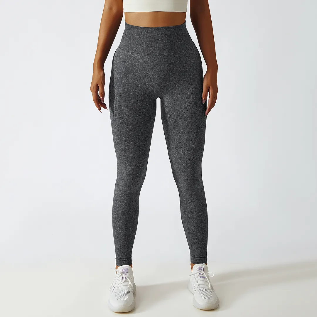 Buy Hergymclothing Deep Gray high waist squat proof comfort peach lifting non see through slimming fit shaping seamless yoga textured pants at an affordable price