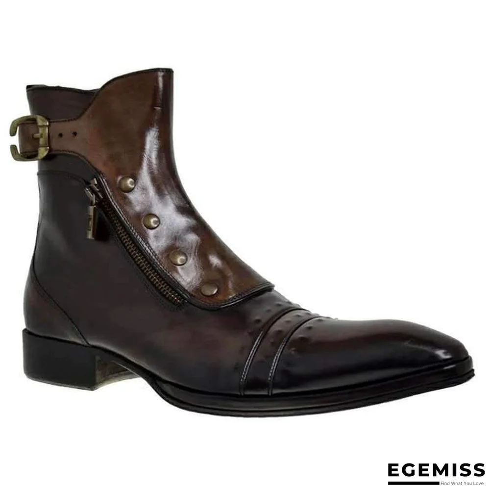 Men's Retro Leather Buckle Ankle Boots | EGEMISS