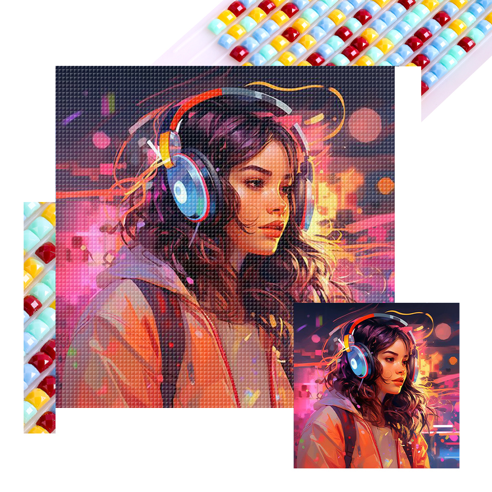 Music Trend Girl 40*40cm(picture) full square drill diamond painting