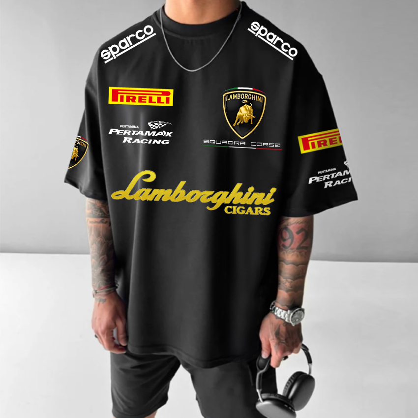 Men's Oversized Racing Inspired Graphic Casual T-shirt / TECHWEAR CLUB / Techwear