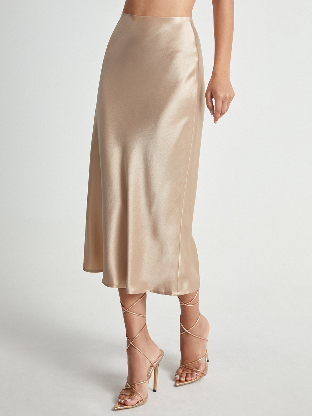 Elegant Satin High Rise Mermaid Midi Skirt