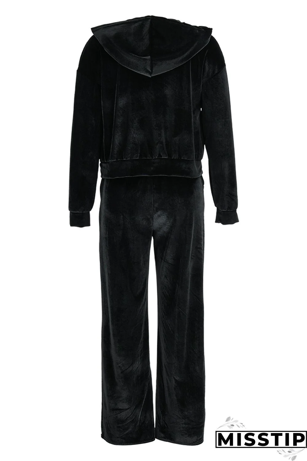 Blue Casual Solid Patchwork Hooded Collar Long Sleeve Three-piece Set