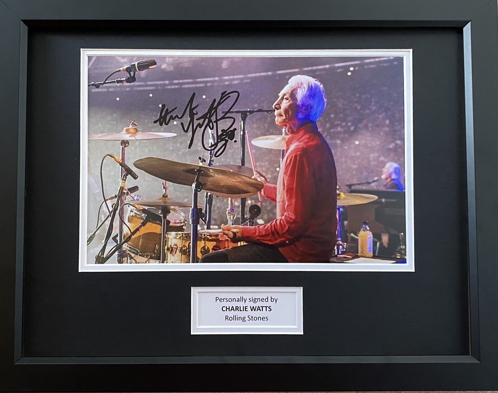 Charlie Watts Hand Signed Photo Poster painting In 16x12 Frame Display, Rolling Stones, 1