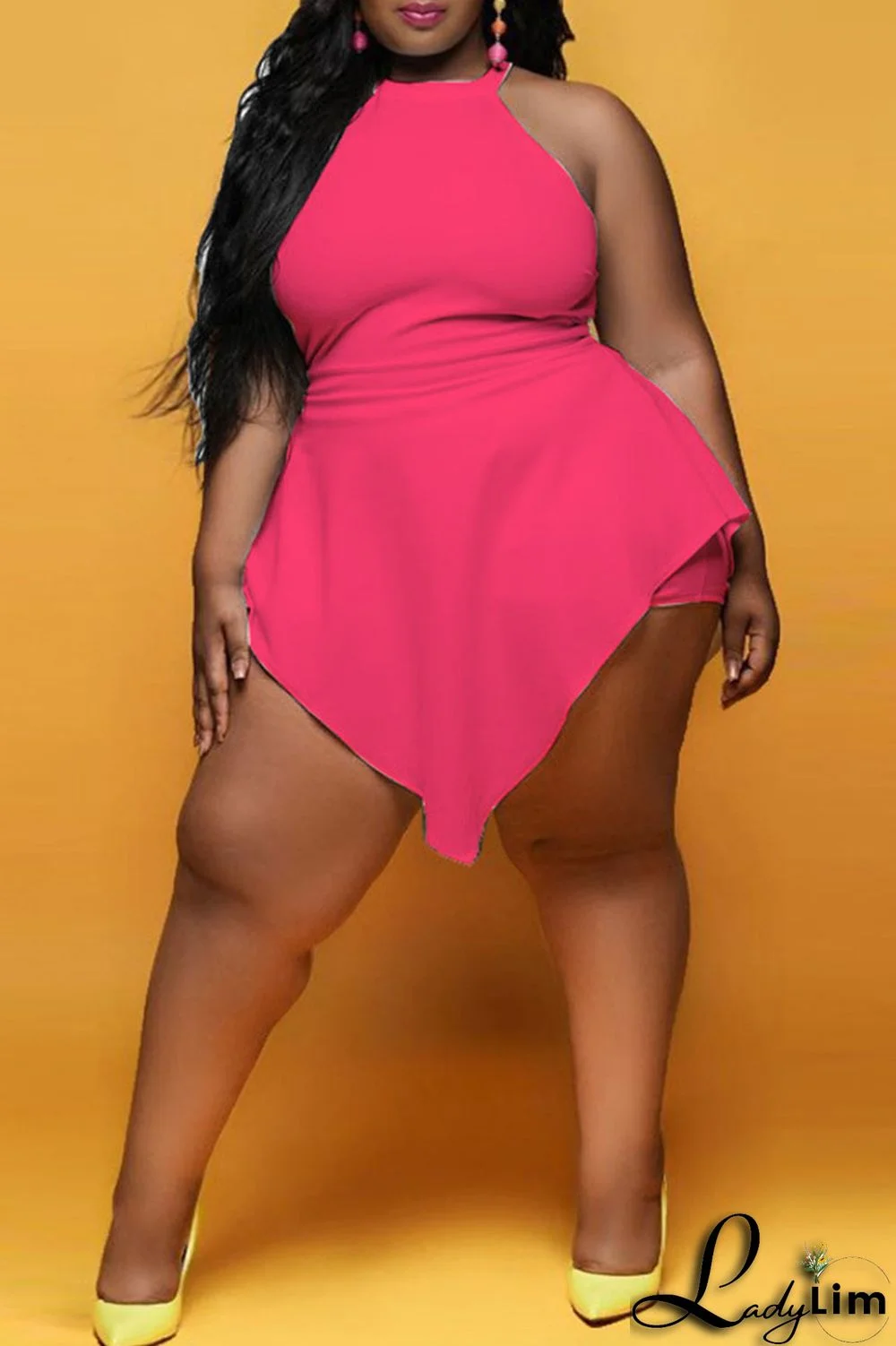 White Fashion Casual Solid Split Joint Asymmetrical O Neck Plus Size Romper