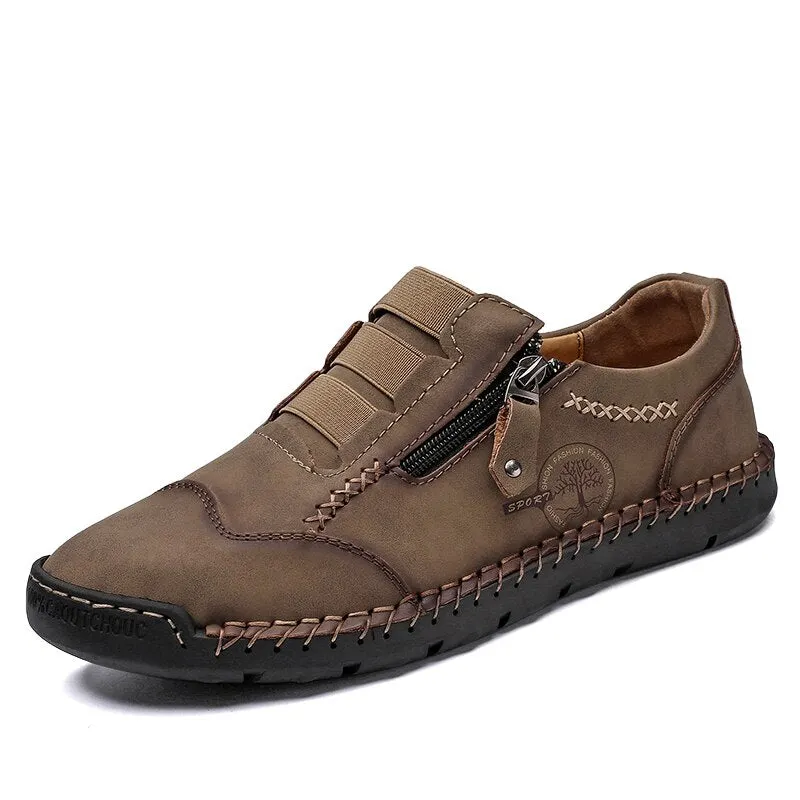 New Men's Casual Shoes Outdoor Breathable Men's Moccasins Loafers  Zipper Men's Driving Shoes Brand Designer Style Hot Sale