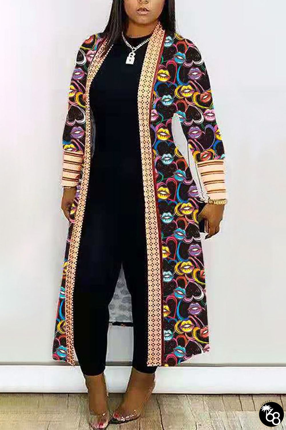 Decorative pattern cardigan Leopard Print Camouflage Lips Print Print Long Sleeve Outerwear | 168DEAL