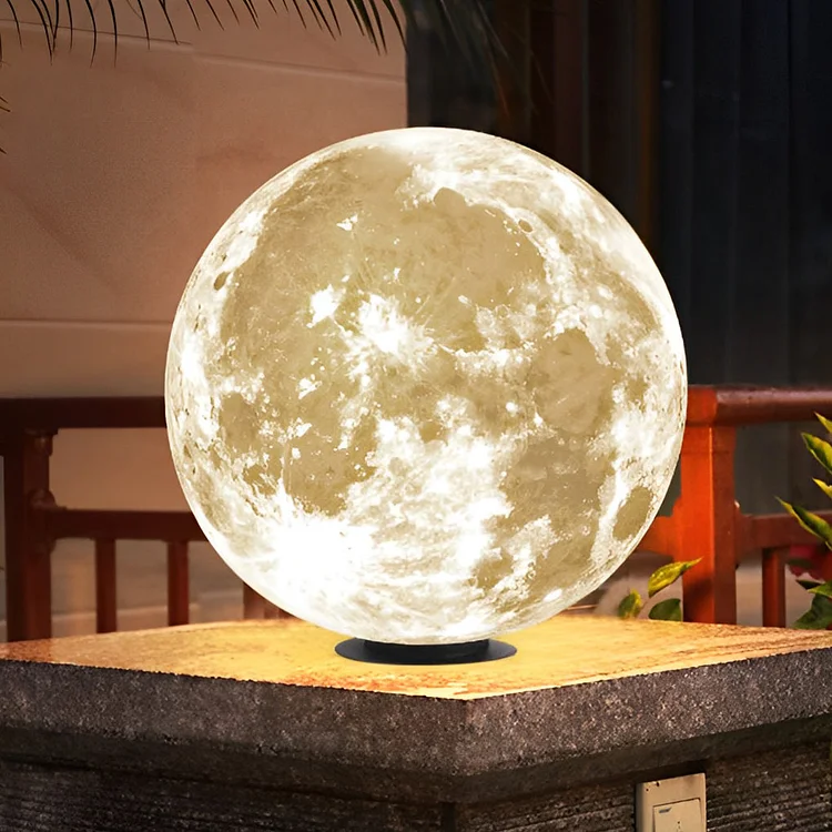 Waterproof LED Round Ball Moon Modern Solar Post Caps Lights with Remote - Appledas