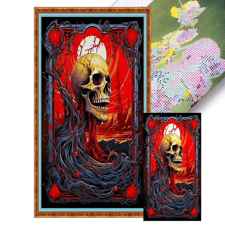 Scary Skeleton 11CT Stamped Cross Stitch 40*70CM